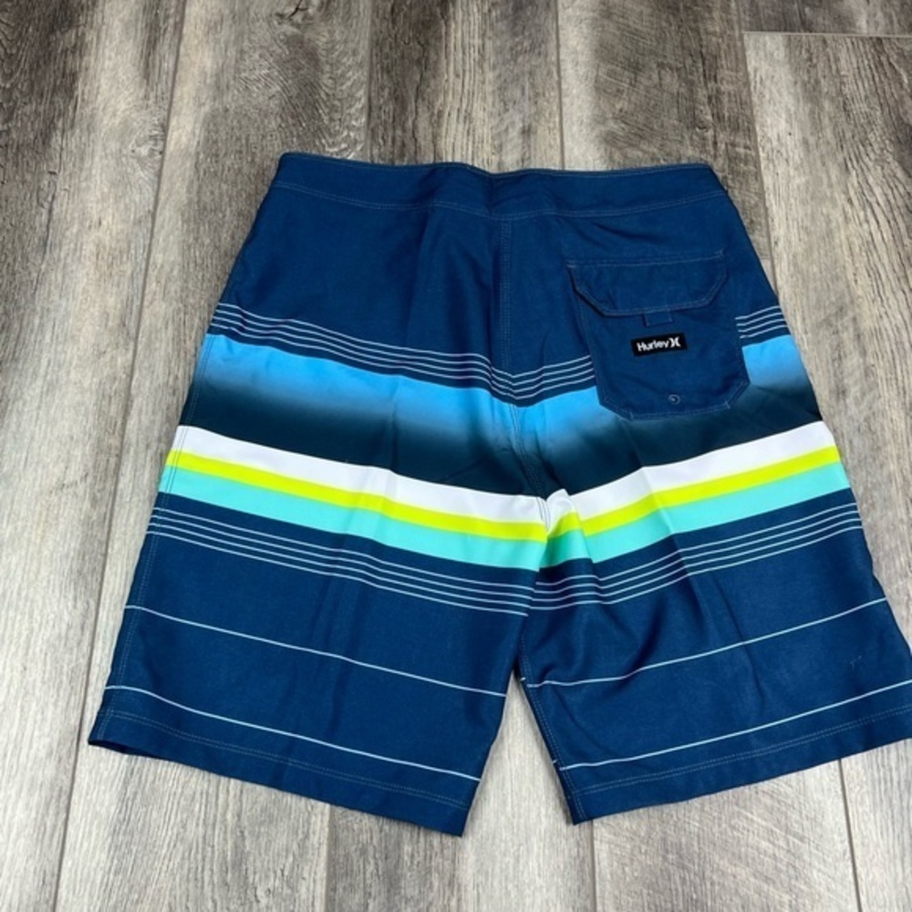 Hurley Mens Blue Stripe Swim Trunks - Picture 8 of 9